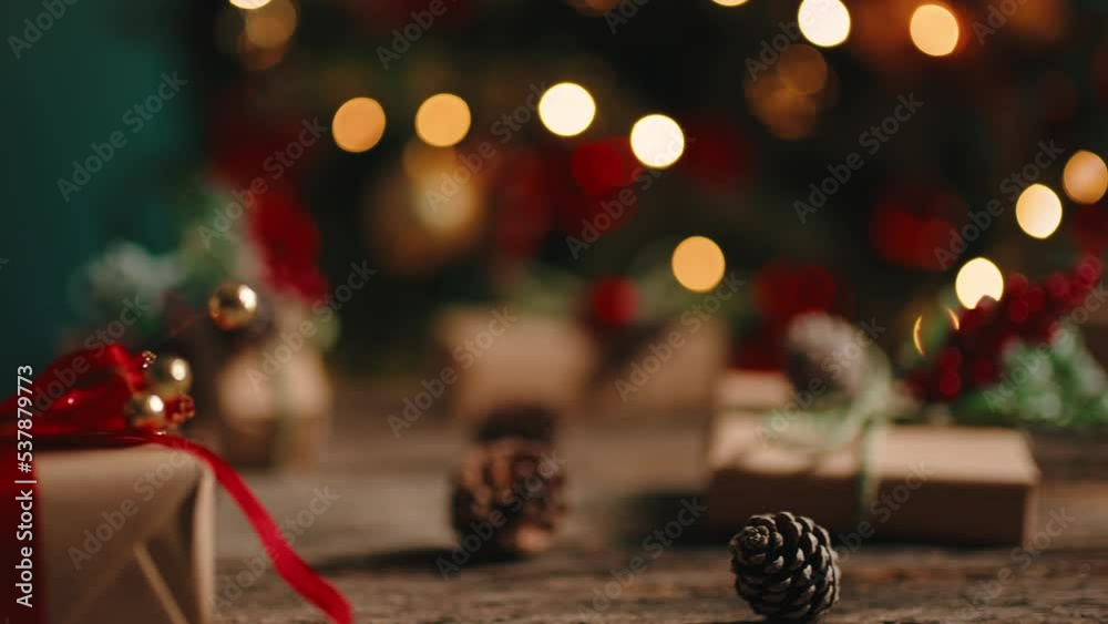 Christmas gift box under tree 