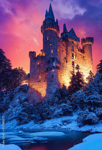 autumn winter snow view secnery beautiful castle cathedral © OwlSpiRing