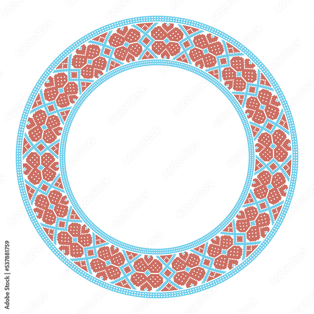 Round frame with flower folk embroidery13