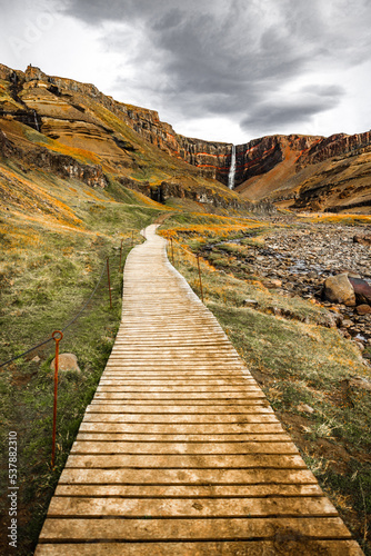 walkway to the waterfall