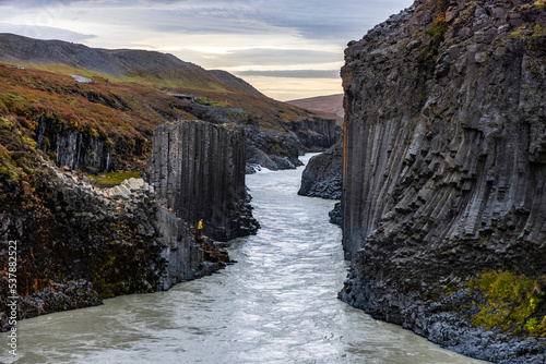 river by basalt columns
