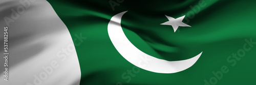 National flag of Pakistan. Country official symbol. Banner, background
