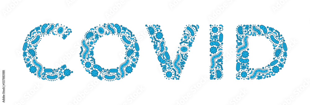 blue germs / bacteria spelling the word covid - Vector illustration blue germs / bacteria spelling the word covid - Vector illustration