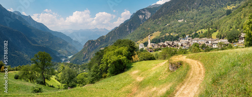 The Soglio village in the Bregaglia range - Switzerland. photo