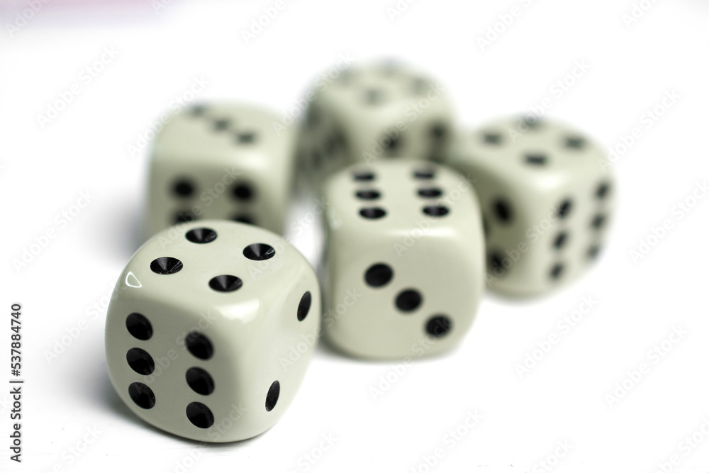 Close-up of dice isolated on white background Close-up of dice isolated on white background