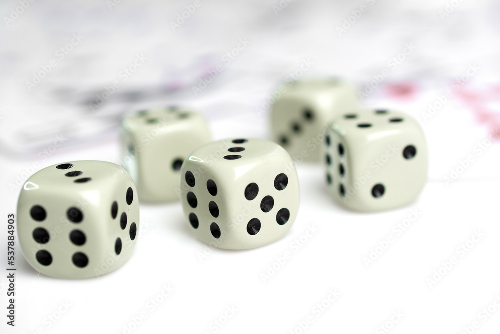 Close-up of dice isolated on white background Close-up of dice isolated on white background
