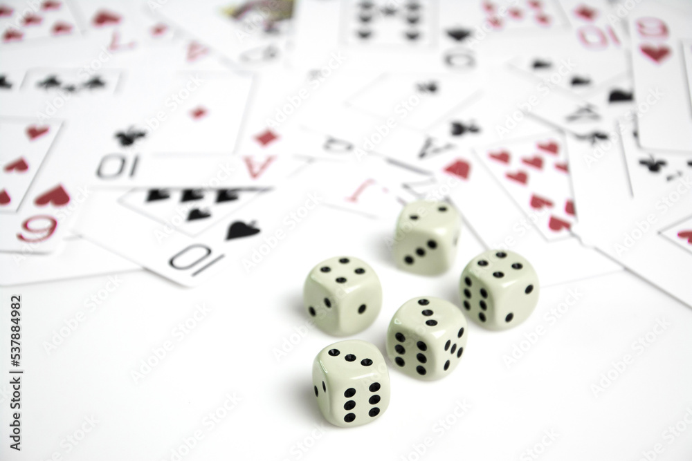 Close-up of dice isolated on white background Close-up of dice isolated on white background
