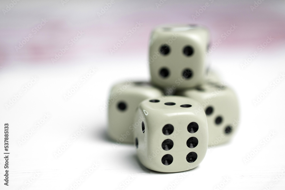 Close-up of dice isolated on white background Close-up of dice isolated on white background