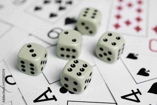 Close-up of dice isolated on white background 