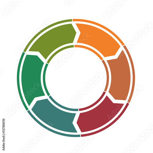 Arrows in a circle. Pie chart. Infographics for 6 positions isolated