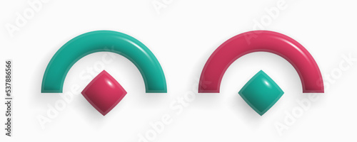 Design elements semicircle with rhombus. For the football championship, invitations, advertising, banners. Design with geometric shapes. Icon set isolated on white background. 3D Vector illustration