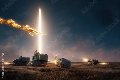 Foto An intercontinental ballistic missile defense system made up of anti-missile tanks