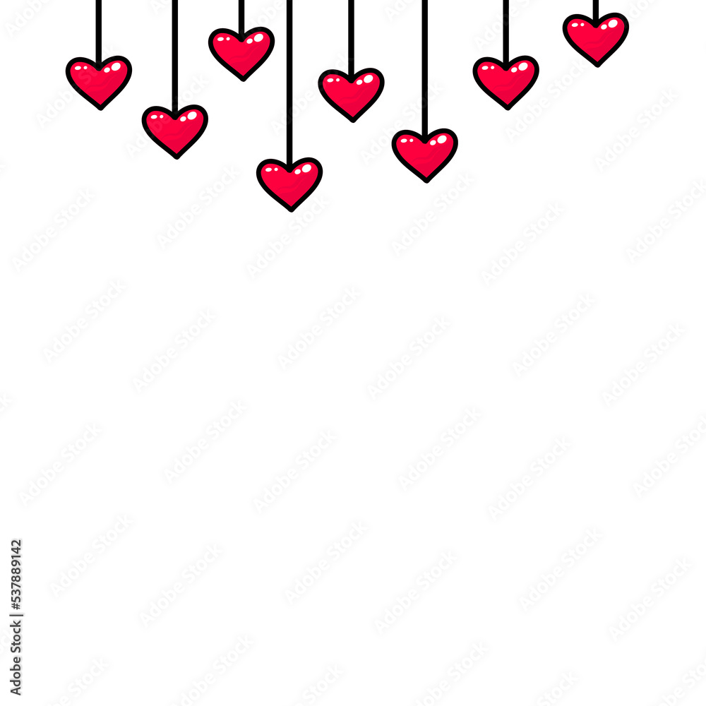 garland of hearts, romantic elements. hearts for valentine's day. Vector illustration of the word love. valentine's day icon
