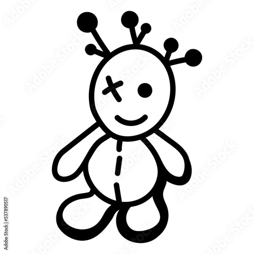 Get this doodle icon of voodoo doll 