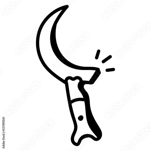 A modern doodle icon of sickle