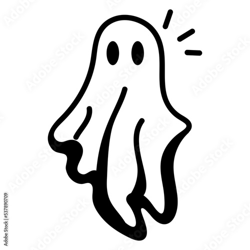 A spooky doodle icon of ghost 