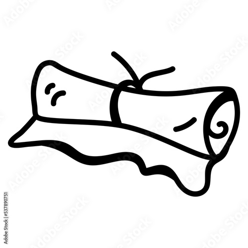 Trendy hand drawn icon of scroll 