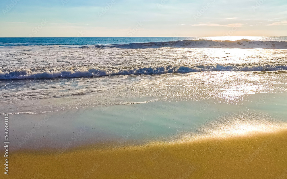 Fototapeta premium Extremely huge big surfer waves at beach Puerto Escondido Mexico.