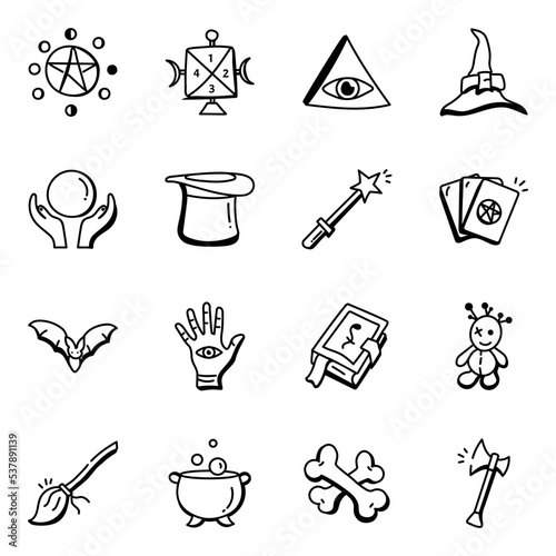 Pack of Wiccan Hand Drawn Icons 

