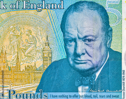 British five pounds banknote closeup