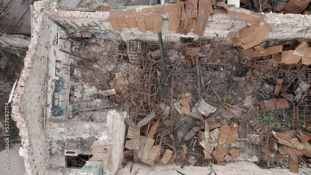 demolition of the rubble of the destroyed building demolition of the rubble of the destroyed building