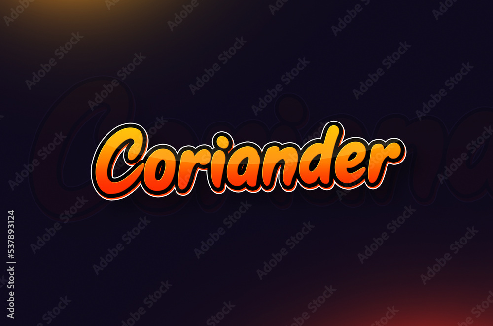 Vegetable name Coriander text design