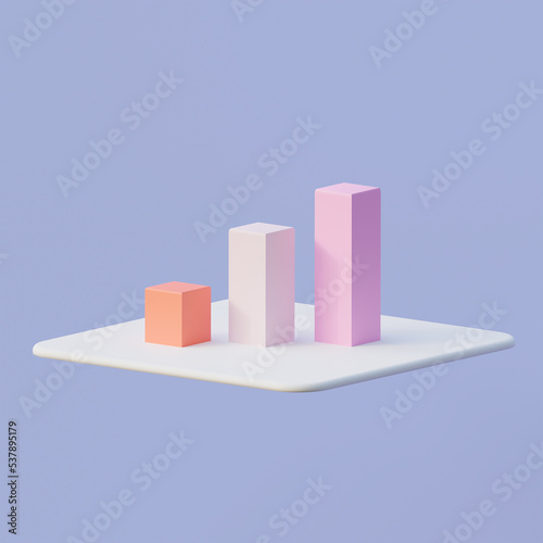Icon marketing graph analyze 3d model purple theme and minimal concept 3d rendering. Analytics, statistics. Abstract forms. Finance.