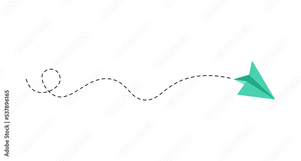 Dashed line paper airplane route Dashed line paper airplane route