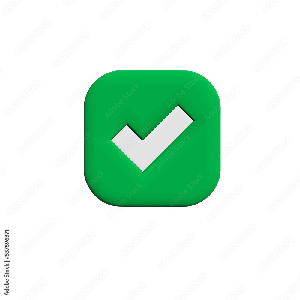 3D Realistic check mark button 3D Realistic check mark button