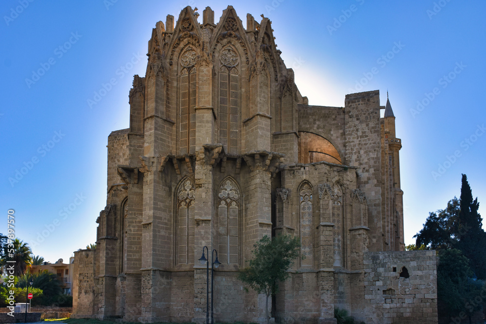 Originally Latin St. Nikolas Cathedral and later known as Famagusta Hagia Sophia Mosque, Lala Mustafa Pasha Mosque is the largest medieval building in Famagusta.  Famagusta Cyprus 10.13.2022 