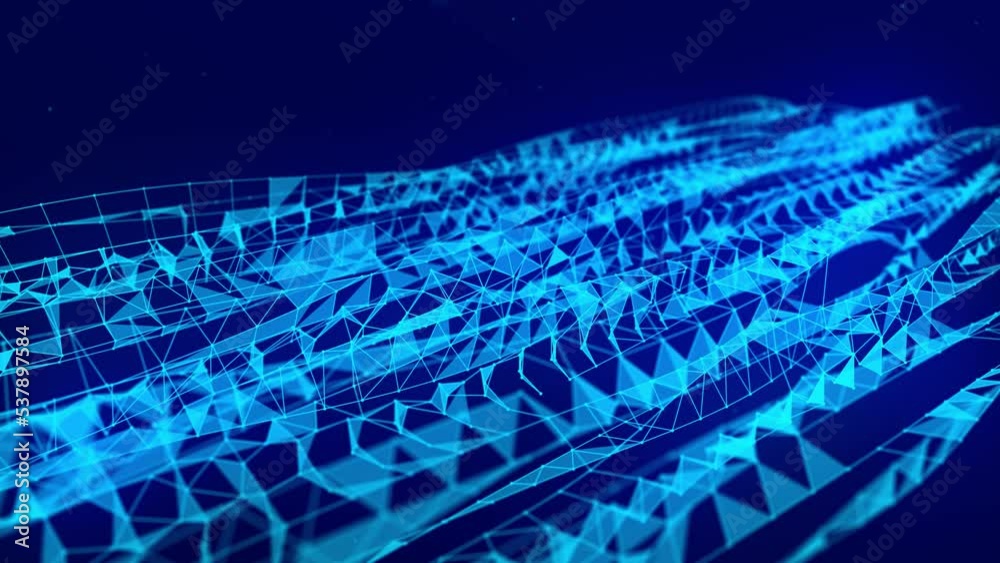 Digital Plexus background.Data technology and scientific illustration. Moving dots and lines network connection structures. 3d rendering. 4K