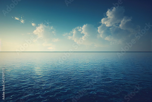 perfect sky and water of ocean  ocean landscape  illustration