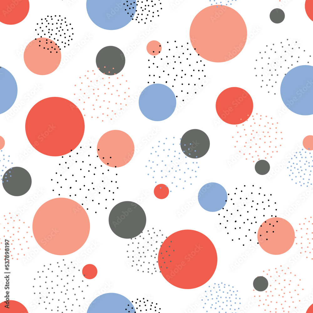 Cute abstract pattern in the form of a circle and dots seamless background wallpaper. Vector illustration Cute abstract pattern in the form of a circle and dots seamless background wallpaper. Vector illustration