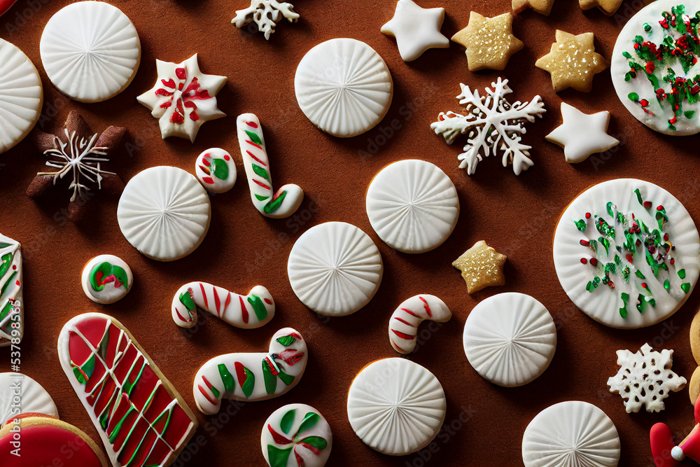Christmas cookies, illustration of festive pastries Christmas cookies, illustration of festive pastries