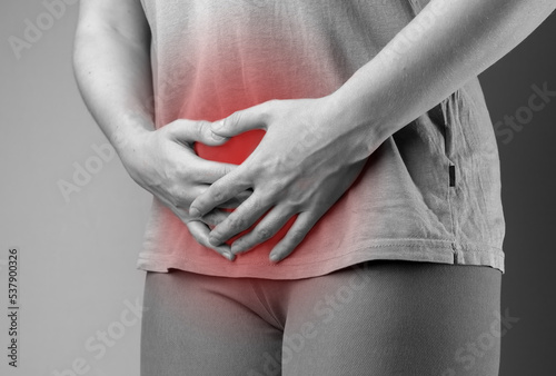 Women genital pain, diseases concept. Female crotch health