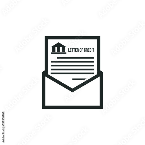 Letter of credit icon isolated on white background