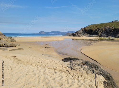 Playa de O Dique con Monte Louro al fondo  Galicia