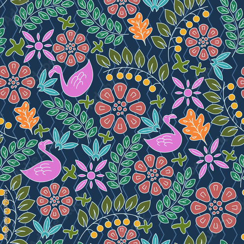 Seamless patterns, Set of floral design elements. Beautiful for print textile and background. Vector illustration