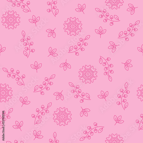 Seamless patterns, Set of floral design elements. Beautiful for print textile and background. Vector illustration