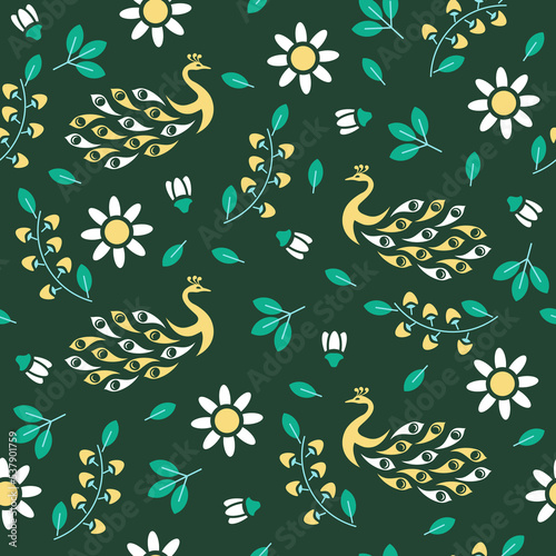 Seamless patterns, Set of floral design elements. Beautiful for print textile and background. Vector illustration