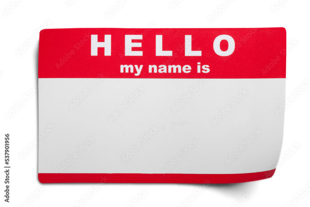 Hello My Name Is Tag on background
