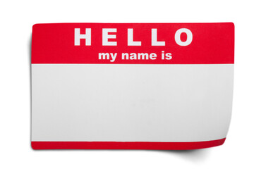 Hello My Name Is Tag on  background
