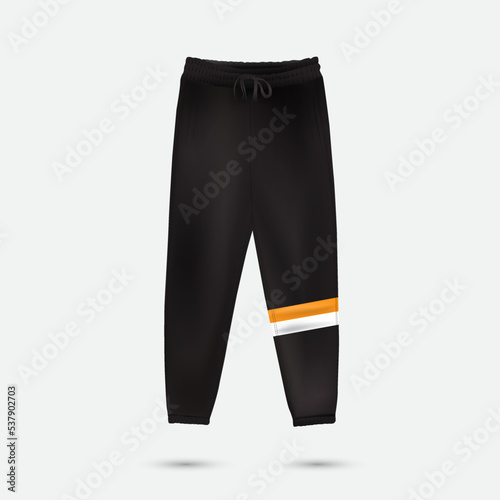 Training pants vector mockup. black sweatpants. jogging pants