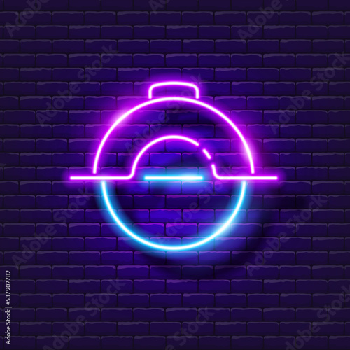 Monowheel neon sign. The concept of electric urban transport.