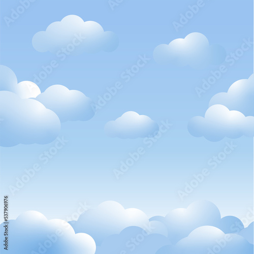 Clouds sky image. Sky and clouds background in light blue and white colored. Illustration, wallpaper.