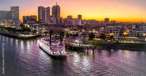New Orleans sunset with River Paddle boat