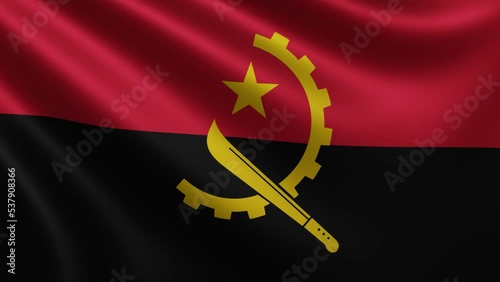 Angolan flag fluttering in the wind close-up, the national flag of Angola is fluttering in 3d, in 4k resolution. High quality 4k footage photo