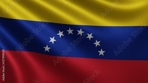 Venezuelan flag fluttering in the wind close-up, the national flag of Venezuela flutters in 3d, in 4k resolution. High quality 4k footage photo