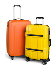 Luggage consisting of large polycarbonate suitcases isolated on white