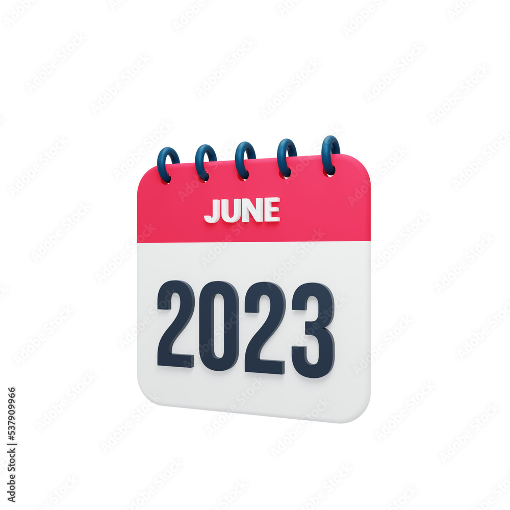 2023 June Calendar Rendered 3D Illustration 2023 June Calendar Rendered 3D Illustration